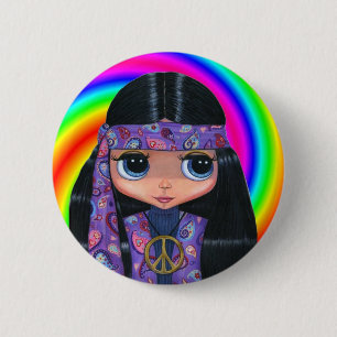 Paisleyhippie-Puppen-Strudel-Knopf Button