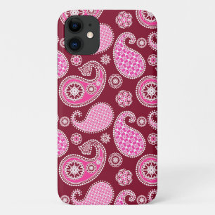 Paisleymuster, Burgund, Rosa und Weiß Case-Mate iPhone Hülle