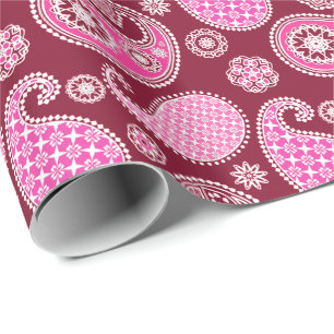 Paisleymuster, Burgund, Rosa und Weiß Geschenkpapier