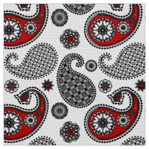 Paisleymuster, -SCHWARZES, -WEISS und -ROT Stoff