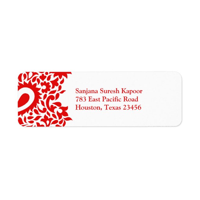 Paisleys Elegant Indian Return Address Label (Vorne)