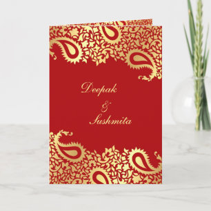 Paisleys Elégant Mariage Indien Plié Invitation