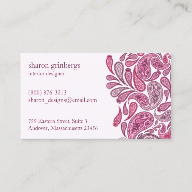 Paisleys Elegante Business Card Visitenkarte (Vorderseite)