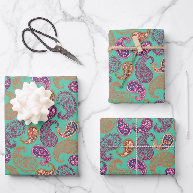 Paisleys Pattern Geschenkpapier Set (Vorderseite)