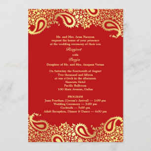Paisleys Wedding with Programs Flat Invitation Programm