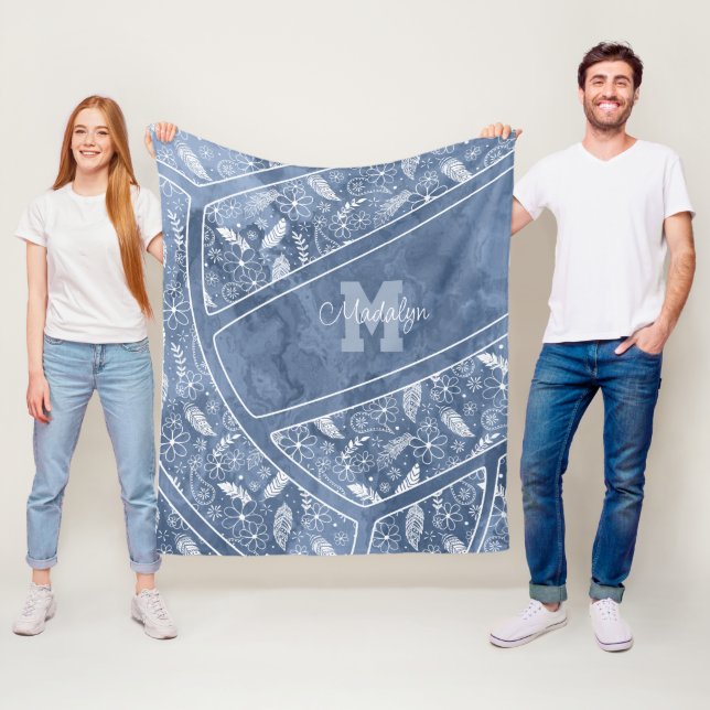 Paislies Federn Blume Muster blau Volleyball Fleecedecke (Beispiel)