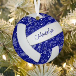 Paislies Federn Blumenmuster blaue Volleyball Ornament Aus Metall