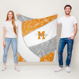 Paislies Federn Muster orange graue Volleyball Fleecedecke