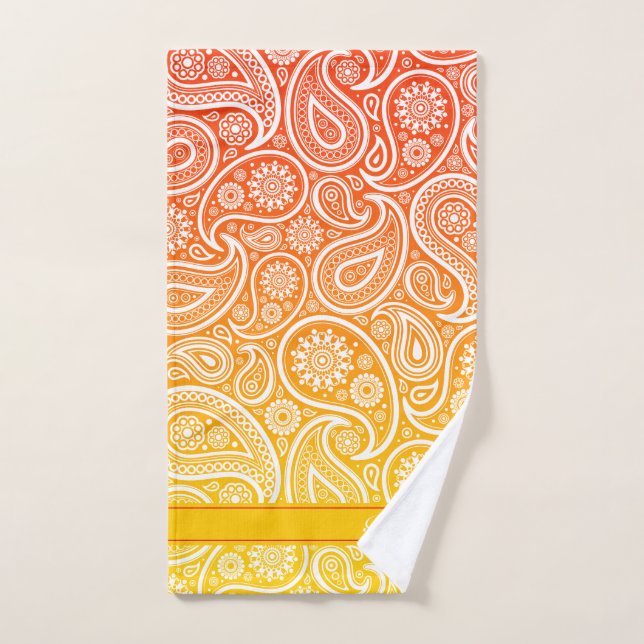 Paisson blanc sur ombre jaune à rouge (Serviette à main)