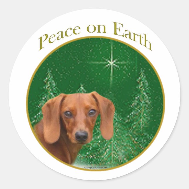 Paix à Dachshund sur Terre - Sticker (Devant)