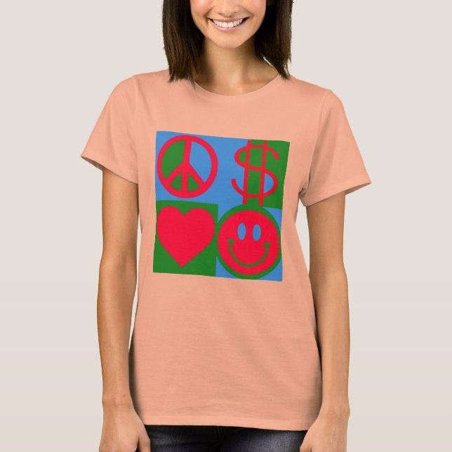 PAIX AIMER L'ARGENT HEUREUX T-shirt féminin (Devant)