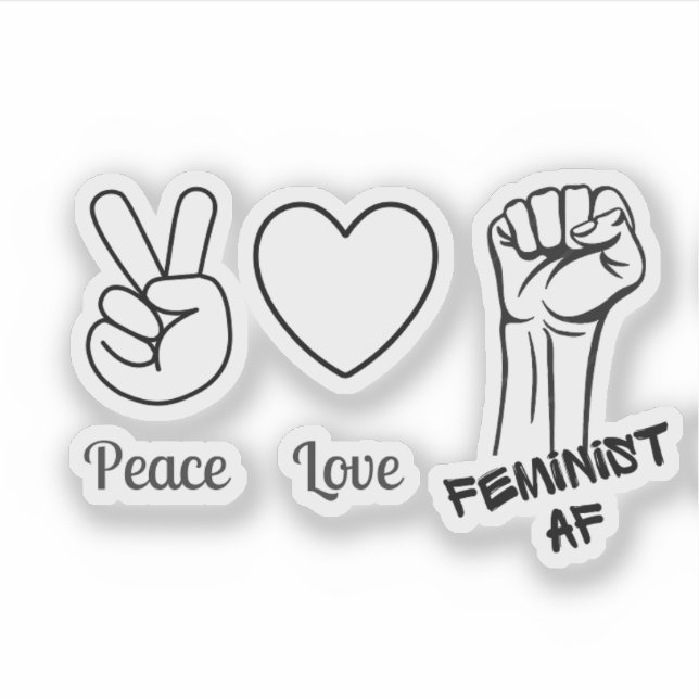 paix, amour, AF féministe - autocollant transparen (Devant)