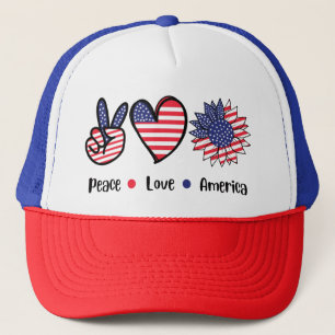 Paix Amour Amérique Casquette Patriotique 4 Juille