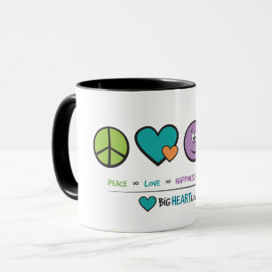 Paix, amour, bonheur, et tasse de gentillesse