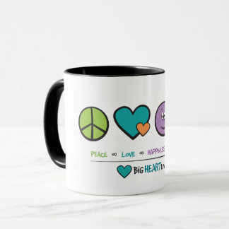 Paix, amour, bonheur, et tasse de gentillesse