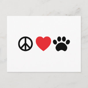 Paix, Amour, Carte postale Paw