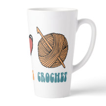Paix, Amour, Crochet Latte Mug