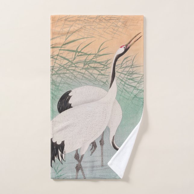 Paix, amour et beauté - grues d'Ohara Koson (Serviette à main)
