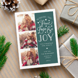 Paix, amour et joie Carte photo de Noël