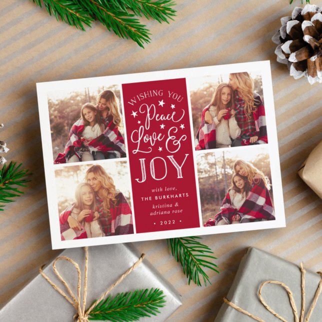 Paix, amour et joie | Carte photo de Noël (Créateur téléchargé)