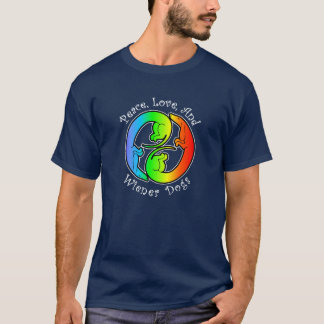 Paix, amour, et T-shirt d'obscurité de chiens de