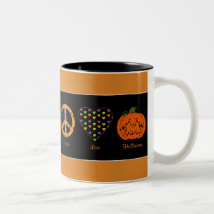 Paix, amour et tasse de Halloween
