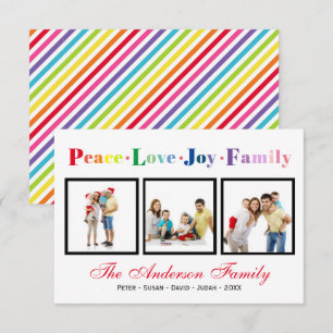 Paix Amour Joie Famille Arc-en-ciel - Carte de Noë