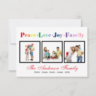 Paix Amour Joie Famille - Carte de Noël 3x5