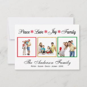 Paix Amour Joie Famille - Carte de vacances 3x5