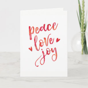Paix amour joie typographie Carte de Noël