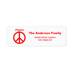 Paix, Amour, Joy Peace Sign - Étiquette de adress