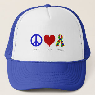 Paix. Amour. L'autisme. casquette (de couleur vive