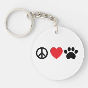 Paix, Amour, Porte - clé acrylique Paw