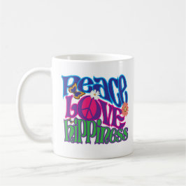 Paix, amour, tasse d'art de Hippieness