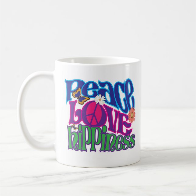 Paix, amour, tasse d'art de Hippieness (Gauche)