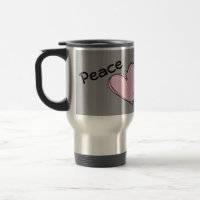 Paix, amour, tasse de voyage de psychologie