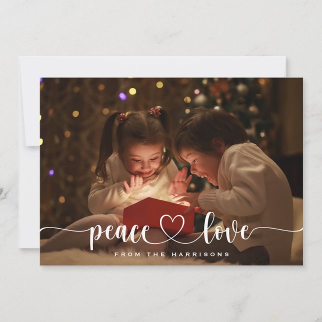 Paix et amour Noël Carte photo de vacances (Devant)
