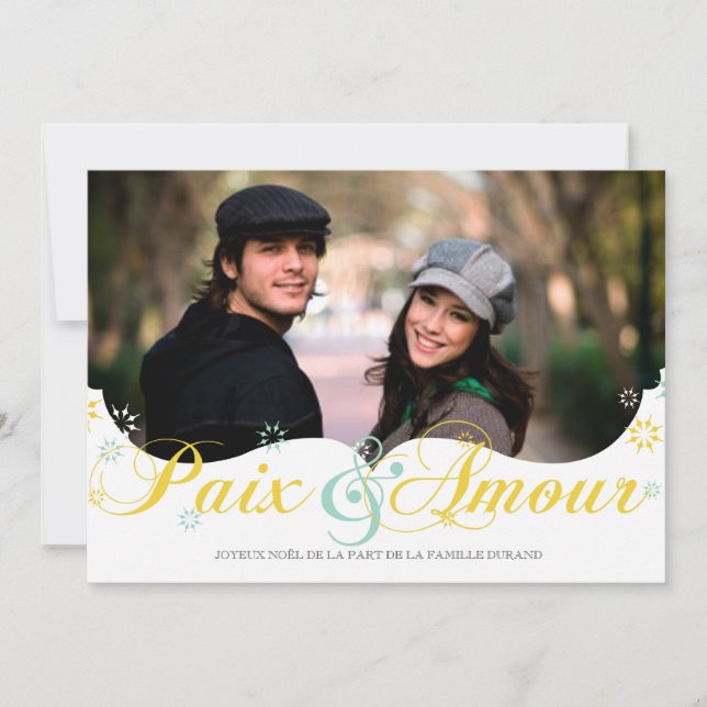 Paix et D'amour Carte de Noël (Devant)