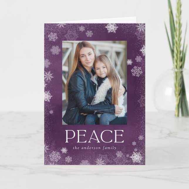 Paix Froide Purple Aquarelle Carte photo de vacanc (Devant)