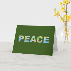 Paix Noël unique carte de terre verte popup
