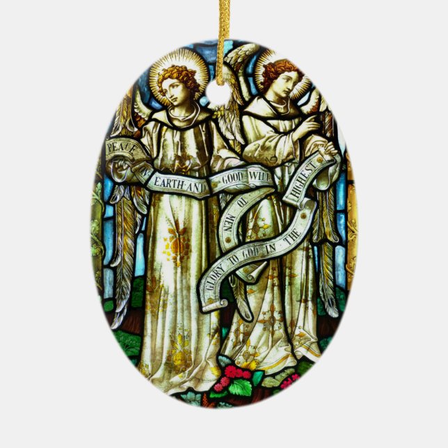 Paix sur Terre Anges Ornement de Noël (Devant)