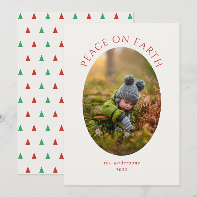 Paix sur Terre Carte de vacances photo Red Green C (Devant / Derrière)