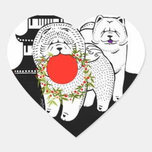 PAIX SUR TERRE - Chow cœur autocollants de vacanc