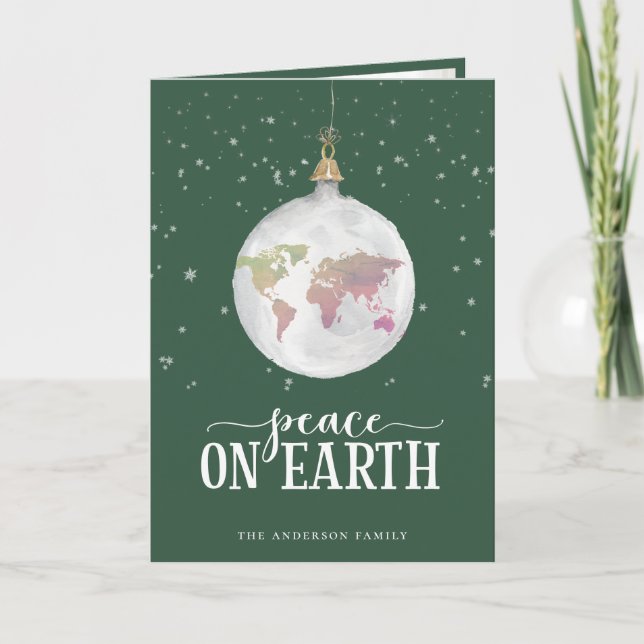 Paix sur Terre Globe Orament Carte de vacances ver (Devant)