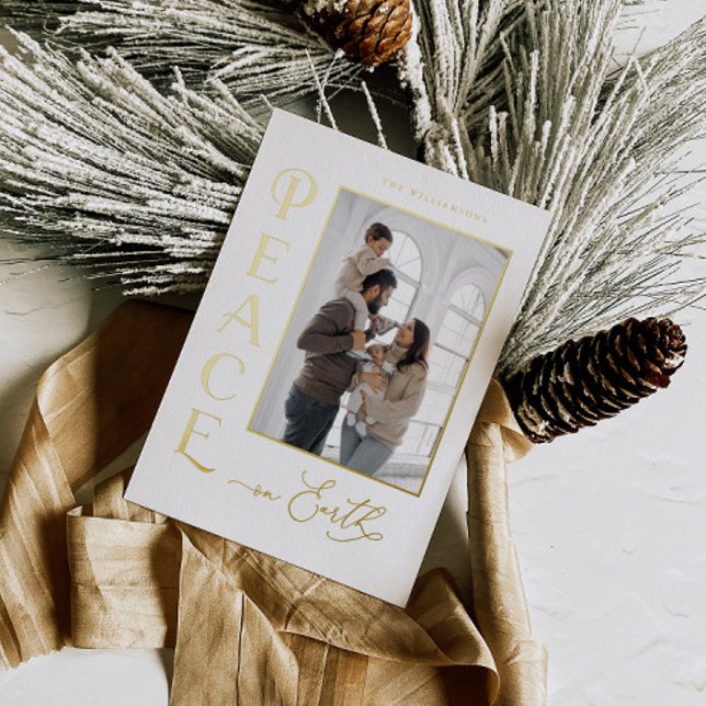 Paix sur Terre Gold Foil Carte de Noël (Créateur téléchargé)