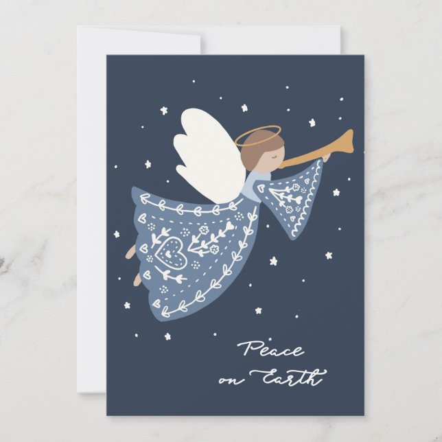 Paix sur Terre Noël Angel Cartes de fin de année (Devant)