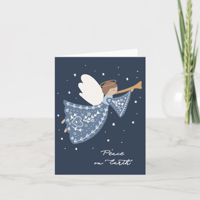Paix sur Terre Noël Angel Cartes de fin de année (Devant)