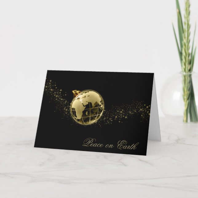 Paix sur Terre or sur carte noire de Noël (Devant)