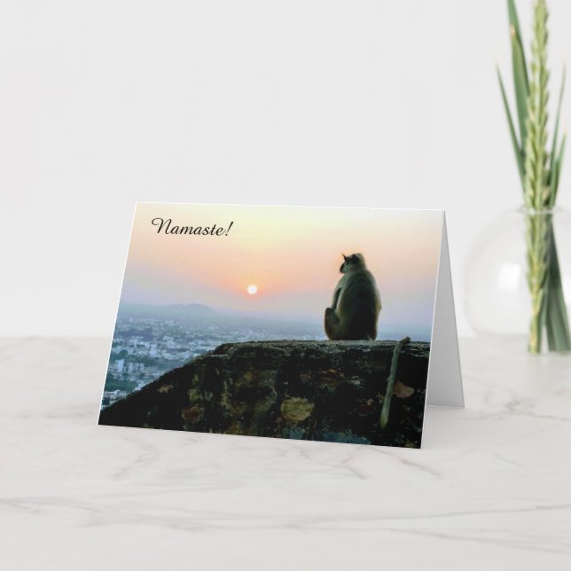 Paix sur Terre Singe au coucher du soleil Carte de (Devant)