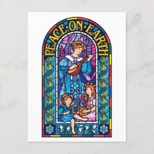 Paix sur Terre Vitrail Carte postale de Noël